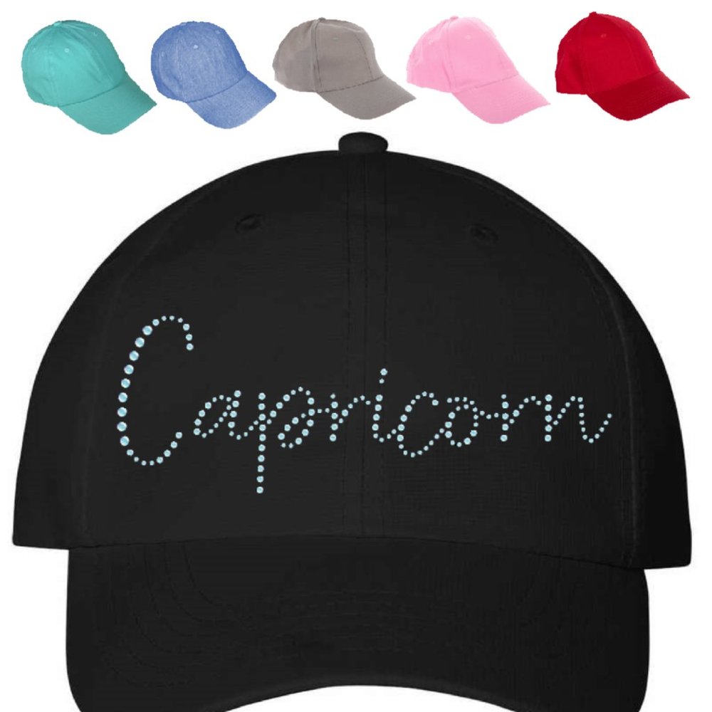Rhinestone Capricorn Zodiac Cap